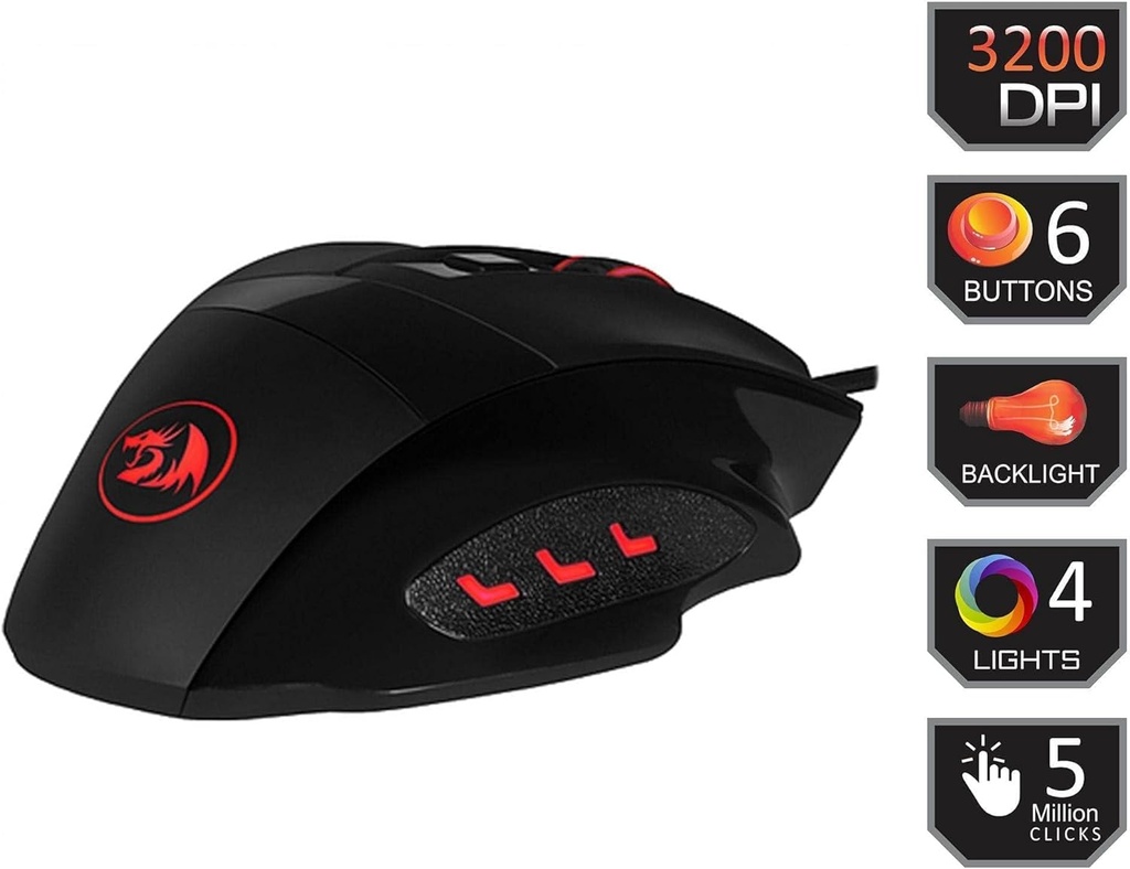 REDRAGON M691 MIST Wireless Gaming Mouse - 4,800 DPI Optical Sensor - Ergonomic Design with Thumb Rest - 3 Side Buttons - Rapid Fire Button