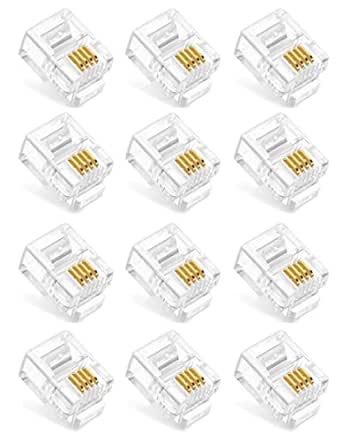 Gold plated 4 pin rj11 connector for telephone cables -10 pieces arg