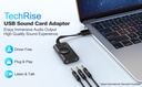 TechRise External USB Sound Card with Volume Control