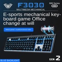 Aula F2088 Full Mechanical Gaming Keyboard with Rainbow Backlit LED - BLACK Switches, Arabic/English 