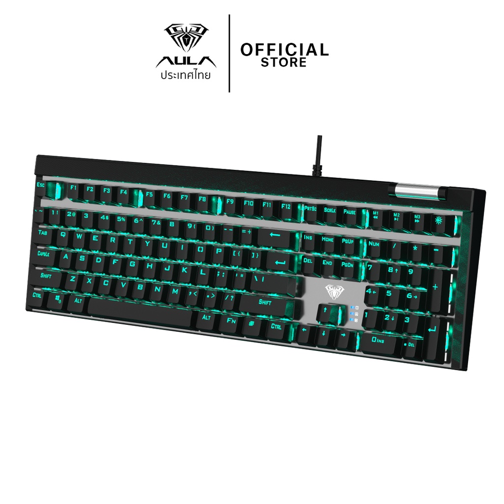 Aula F2088 Full Mechanical Gaming Keyboard with Rainbow Backlit LED - BLACK Switches, Arabic/English 