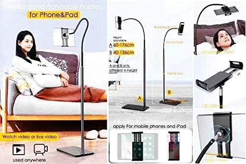 Shahn Sturdy Base Lazy Mobile/Tablet Holder Adjustable Stand with 360 Degree Rotatable Phone Holder and Flexible Gooseneck for Live Broadcasting Leisure Watching. (Floor Stand for Mobile & Tablets)