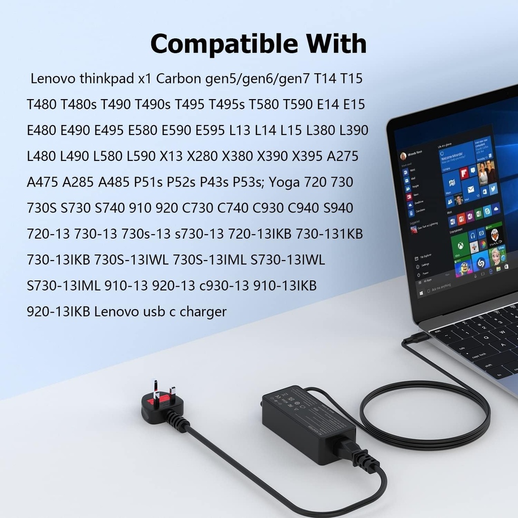  LENOVO USB-C 65 W AC Adapter with 1meter Power Cord 