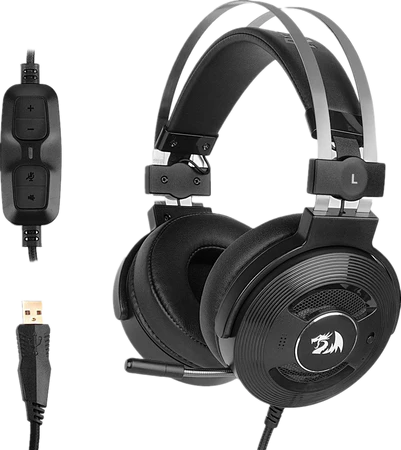 Redragon H710 Helios Wired Gaming Headset - 7.1 Surround Sound - Memory Foam Ear Pads - 50MM Drivers - Detachable Microphone - Multi Platform Headphone - Works with PC/PS4/Switch