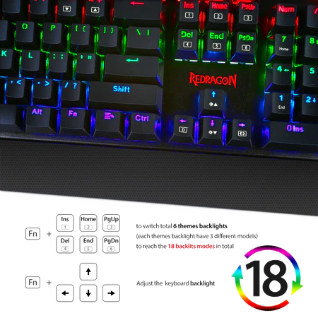 Redragon K557 RGB Backlit Waterproof Mechanical Gaming Keyboard with Blue Switches, Anti-ghosting 104 Keys