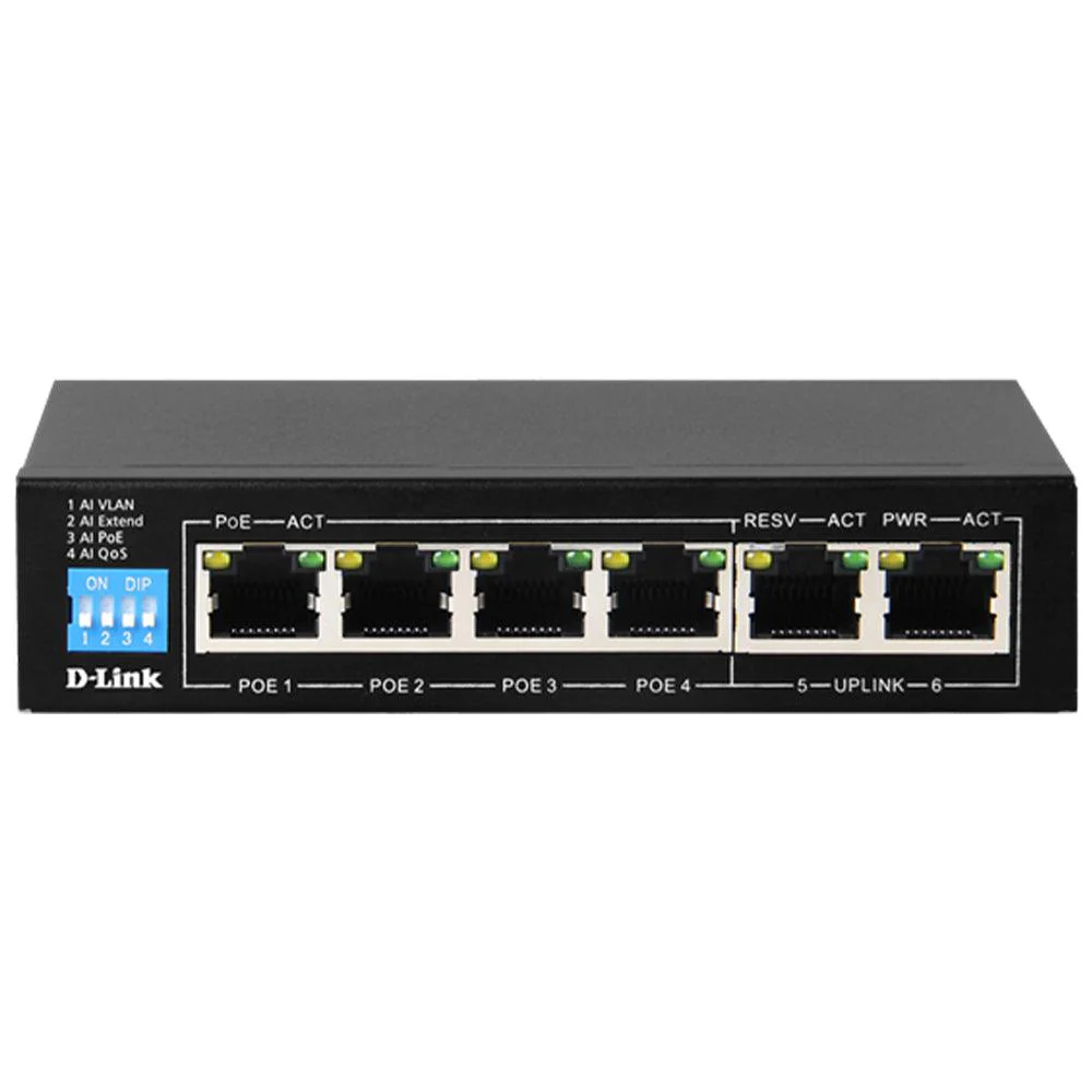 D-Link DES-F1006P-E Unmanaged Desktop PoE Switch 4 Port 10/100Mbps + 2 Port 10/100Mbps Uplink
