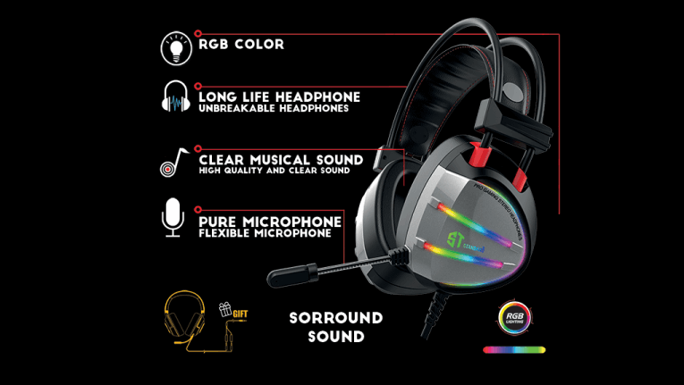 ST-Standard GM-007 Gaming Headphone DEEP BASS and comfortable design - Silver