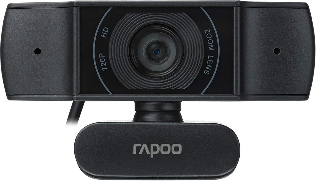 Rapoo C200 720P/30FPS HD USB Webcam -Dual Noise Reduction Mic -100 Wide-angle Lens -Black