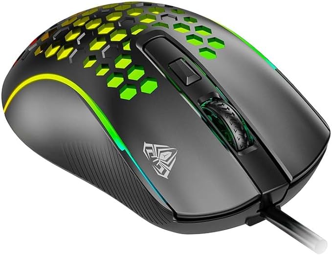 AULA S11 Gaming Mouse Honeycomb Design RGB Multi Light Precision Sensor 3600dpi