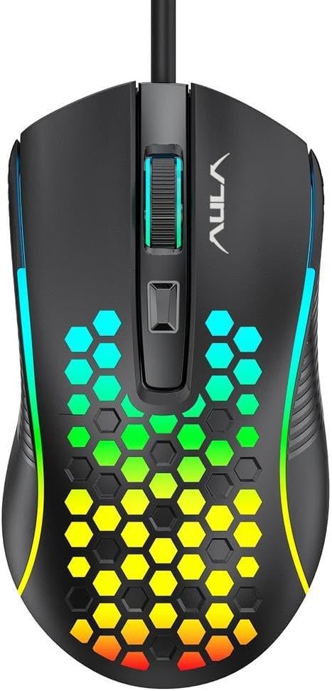 AULA S11 Gaming Mouse Honeycomb Design RGB Multi Light Precision Sensor 3600dpi