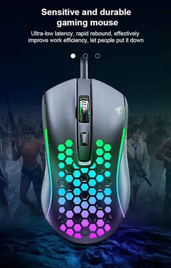 AULA S11 Gaming Mouse Honeycomb Design RGB Multi Light Precision Sensor 3600dpi