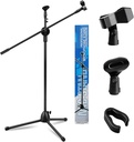 Microphone Stand, with Two Clips for Microphones Folding and Adjustable Microphone 