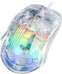 AULA S80 Programmable Gaming Mouse, 7200 DPI Wired PC Mouse, 12 Rainbow RGB Backlit Wired 