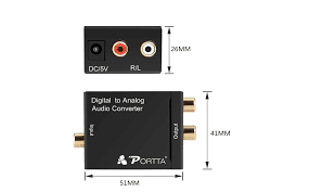 Optical Coaxial Toslink Digital to Analog Audio Converter Adapter RCA L/R