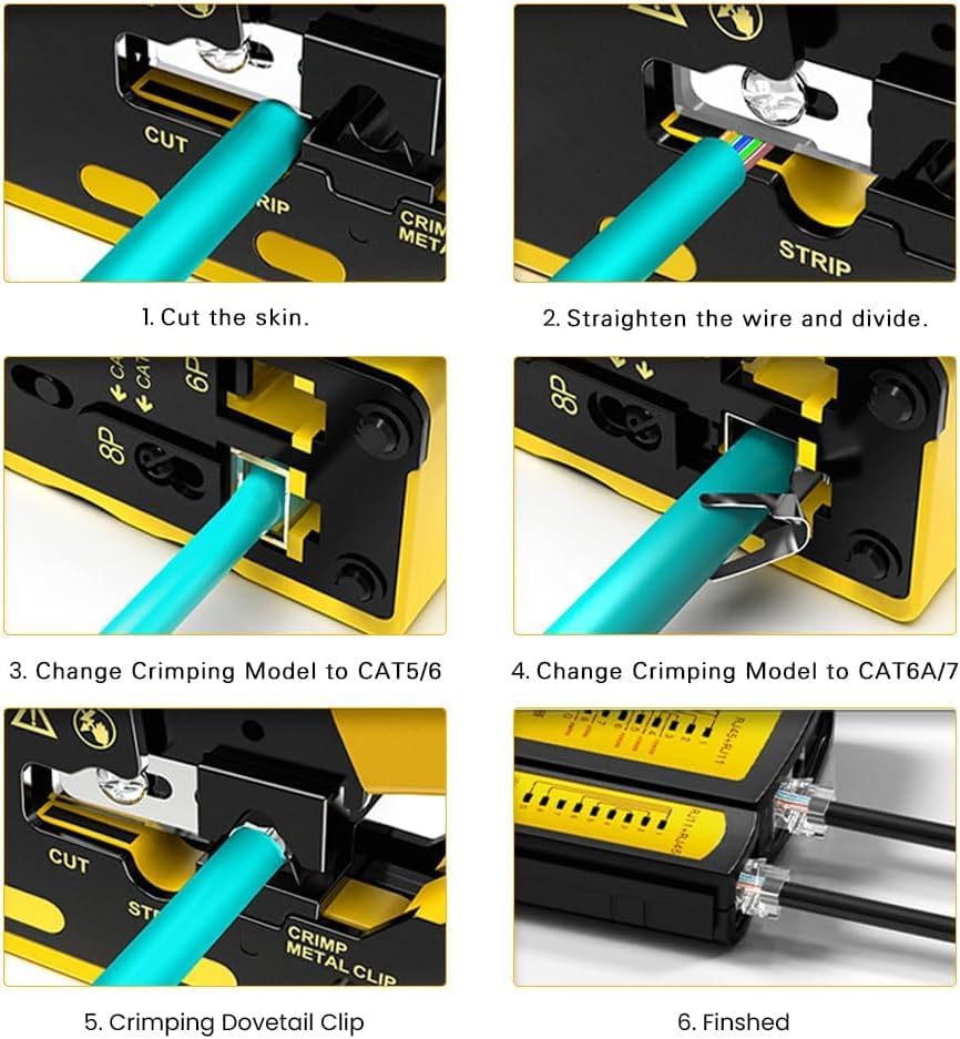 ZoeRax Pass Through RJ45 Crimp Tool N7088 Yellow