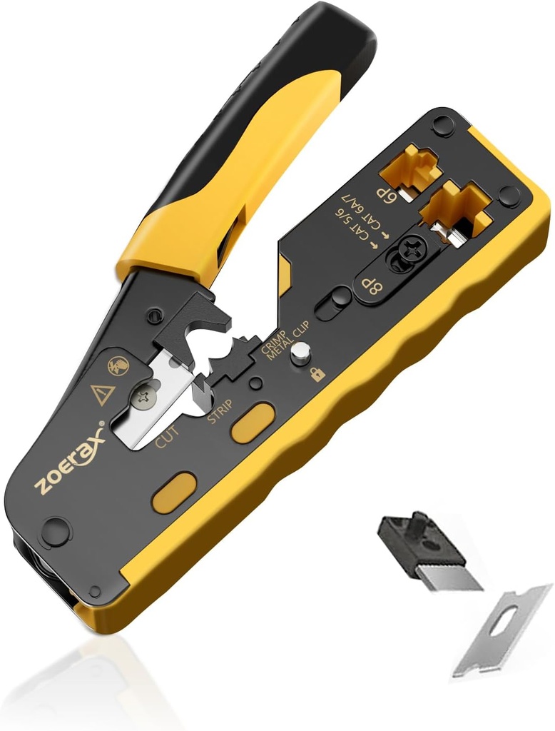 ZoeRax Pass Through RJ45 Crimp Tool N7088 Yellow