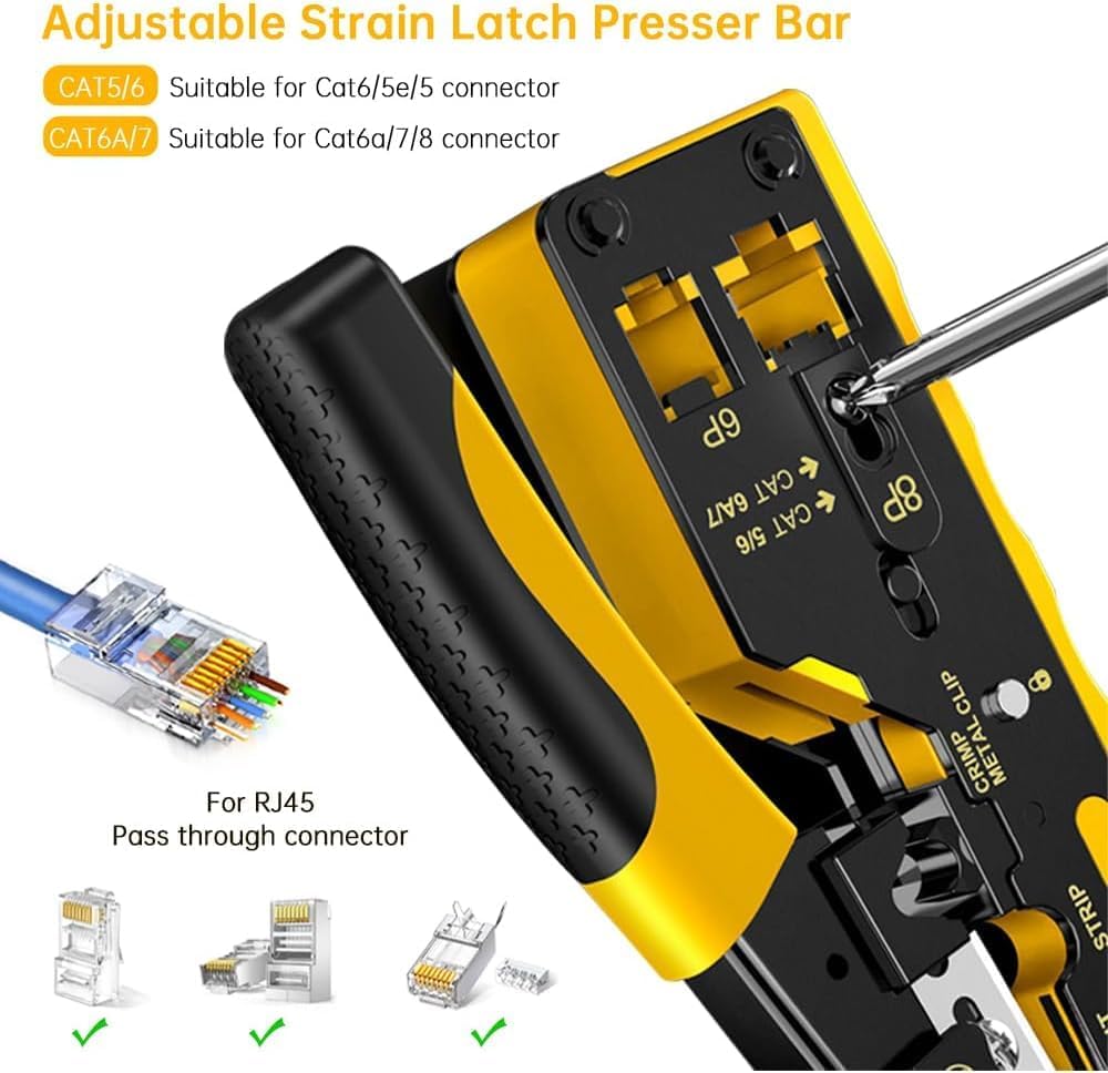 ZoeRax Pass Through RJ45 Crimp Tool N7088 Yellow