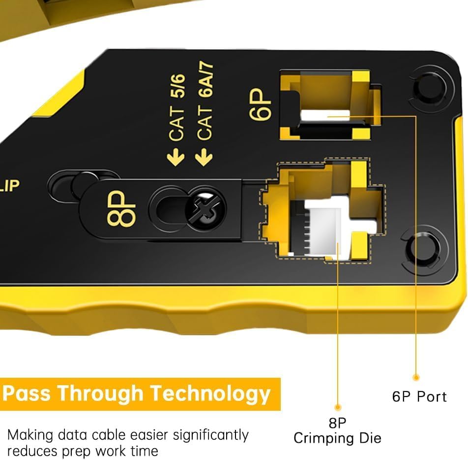 ZoeRax Pass Through RJ45 Crimp Tool N7088 Yellow