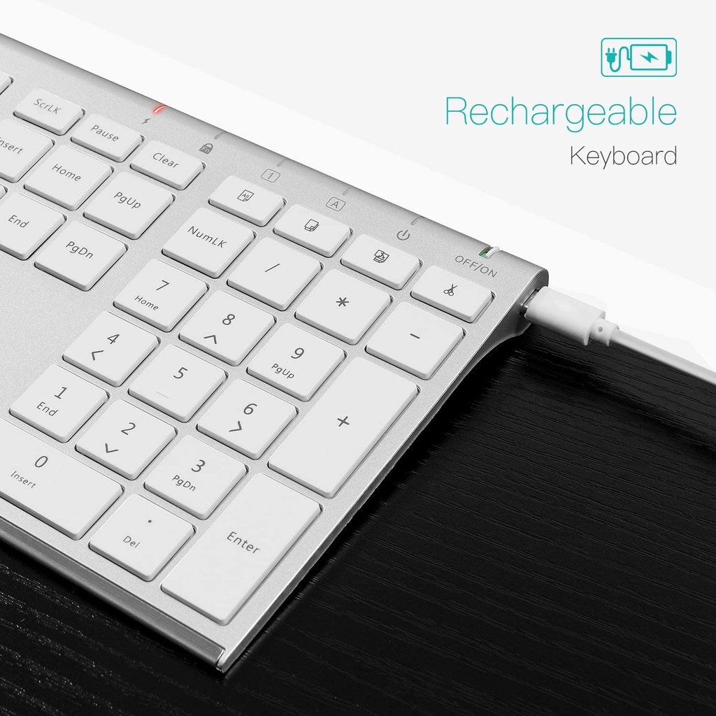 Kolaura Ultra Thin Rechargeable Wireless Keyboard White kl02