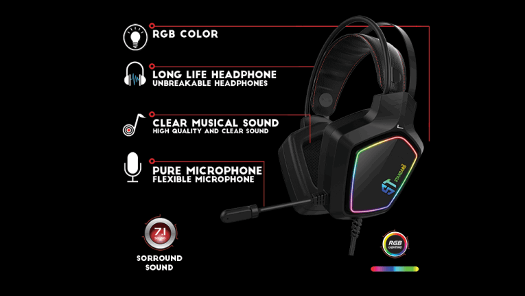 ST-Standard GM-08 Gaming Stereo Headphone 3.5mm with Mic For PC / Mobile / PS4 / Xbox One / Switch - Red/Black, Wired  (نسخة)