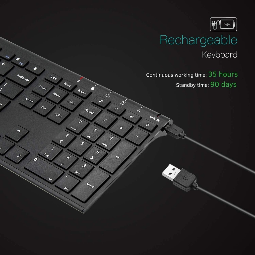 Kolaura Ultra Thin Rechargeable Wireless Keyboard BLACK kl02