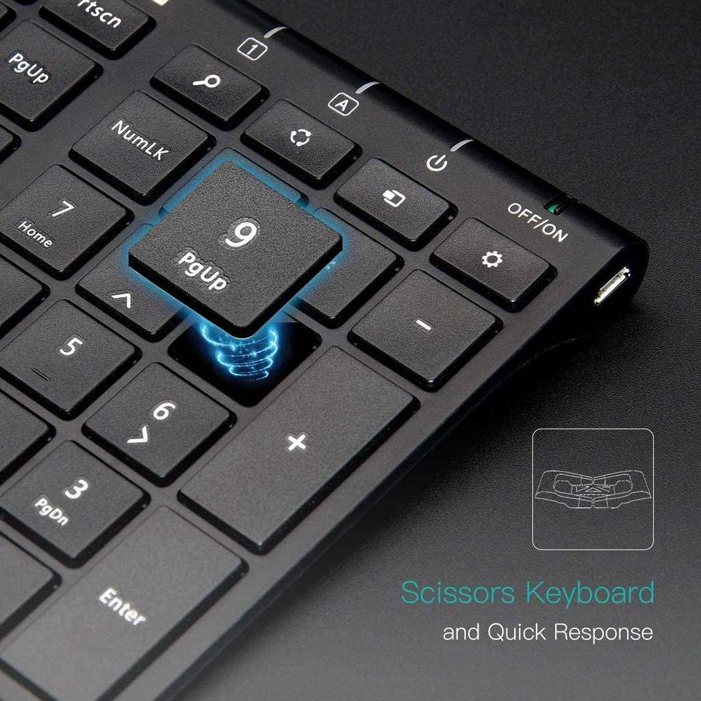 Kolaura Ultra Thin Rechargeable Wireless Keyboard BLACK kl02