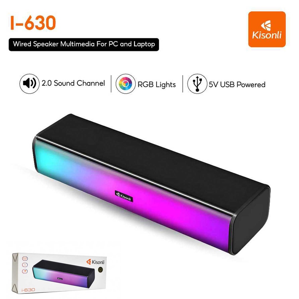 Kisonli I-630 Bluetooth Speaker Portable Wireless USB Sound Bar with BT RGB light Speaker