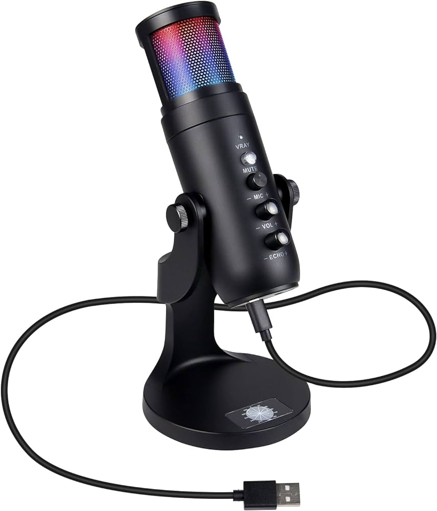 Knob Pro Desktop Microphone 360° Angle -Black RGB