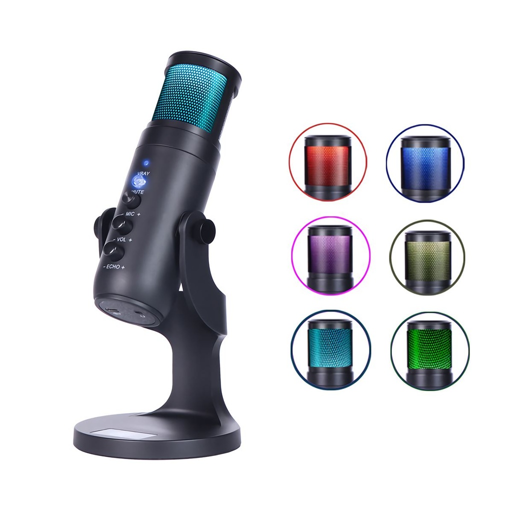 Knob Pro Desktop Microphone 360° Angle -Black RGB