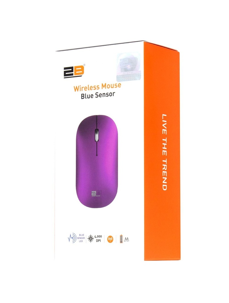 2B (MO877) 2.4GHz Slim Wireless Optical Mouse with Blue Light - Purple