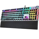 Aula F2088 WIND Full Gaming Mechanical Keyboard – BLUE Switches - Rainbow LED Backlit - EN 104 PBT Keycaps and Metal Panel - Multimedia Control Knob & Wrist Rest - Software Silver/Black