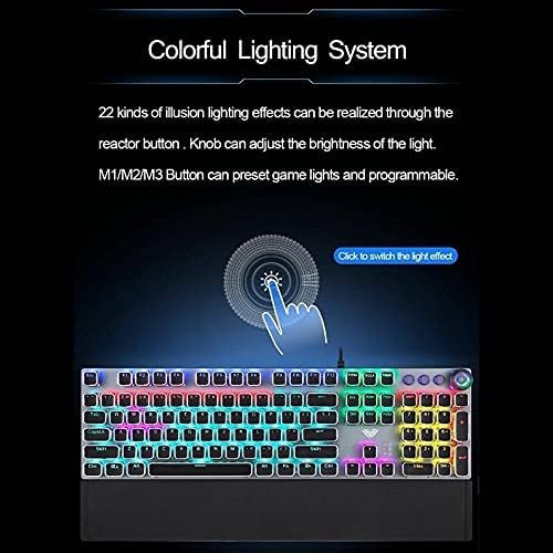 Aula F2088 WIND Full Gaming Mechanical Keyboard – BLUE Switches - Rainbow LED Backlit - EN 104 PBT Keycaps and Metal Panel - Multimedia Control Knob & Wrist Rest - Software Silver/Black