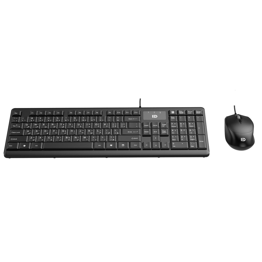 FD 1600P Office Multimedia Keyboard & Mouse Combo USB – AR / EN | Black