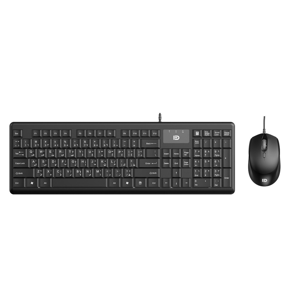 FD 1600P Office Multimedia Keyboard & Mouse Combo USB – AR / EN | Black