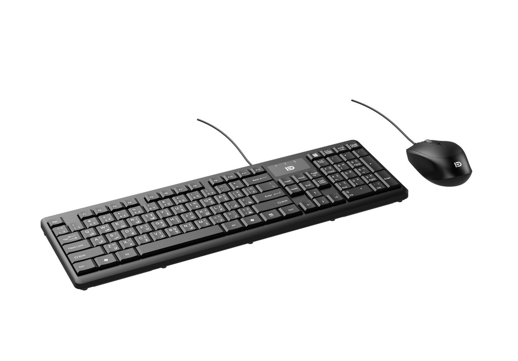 FD 1600P Office Multimedia Keyboard & Mouse Combo USB – AR / EN | Black