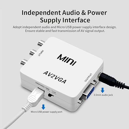 AV to VGA Video Converter AV2VGA Box AV RCA CVBS to VGA Video Converter Audio Converter