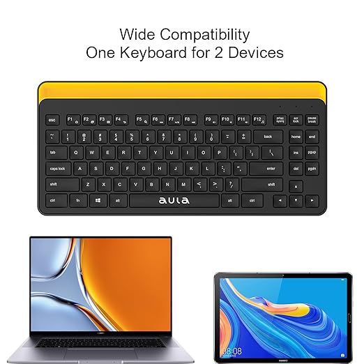 AULA AWK310 Bluetooth Multi-Device Keyboard for Windows, Apple iOS Android Or Chrome, Compact Space-Saving