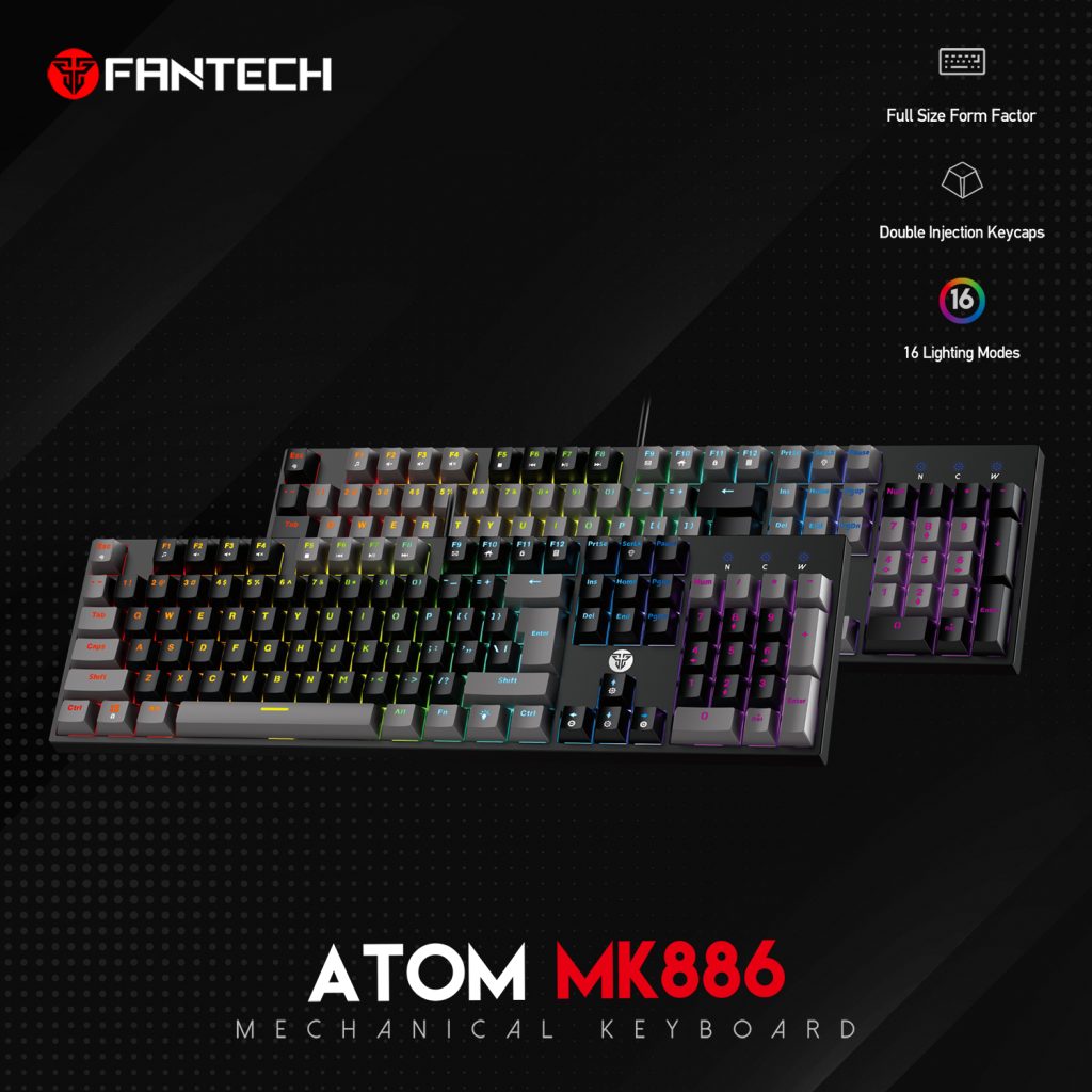 FANTECH ATOM MK886 RGB Mechanical Gaming Keyboard – RED Switch (Black)