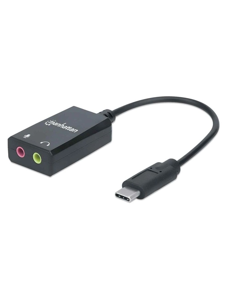 Manhattan Audio Adapter USB-C Male to 3.5 mm Mic-in and Audio DC388