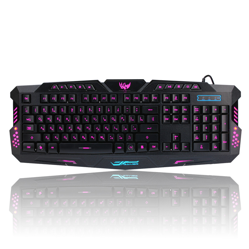 Tiger USB Wired Gaming Keyboard, Black and Pink - E-MKB660