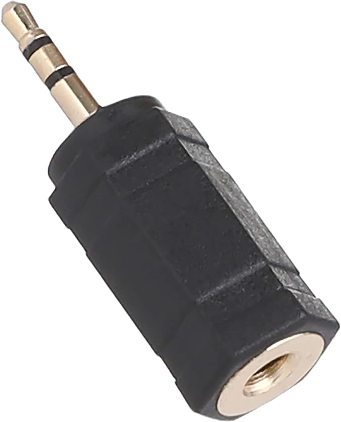  kx1994 3.5 mm male to 2.5 mm female audio adapter - black and gold