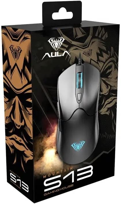 AULA S13 Wired Gaming Mouse, Professional Office Mouse, 6 Button 3600DPI Backlight