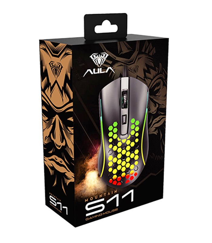 AULA S11 Gaming Mouse Honeycomb Design RGB Multi Light Precision Sensor 3600dpi