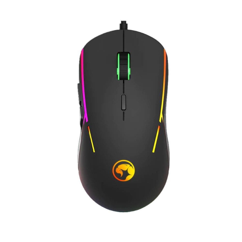 MO537 Marvo Gaming Mouse G924 High-precision 10,000 DPI Optical Ambidextrous Ergonomic Design with 6 Different Lighting Modes - Black