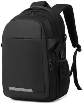 Casual Laptop Travel Bag, Waterproof Backpack with USB Charging Port for Men and Women RAL2300-Black