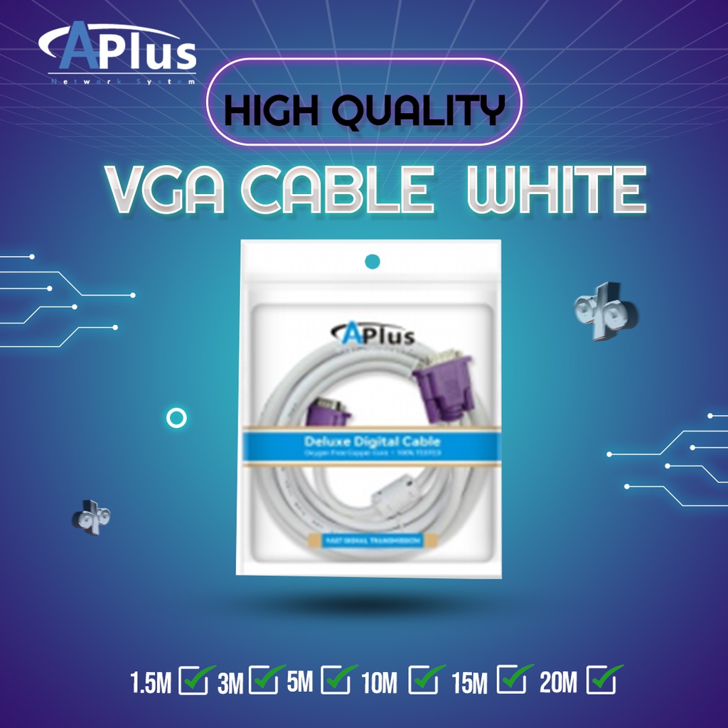 Aplus VGA Monitor Cable 3m - White