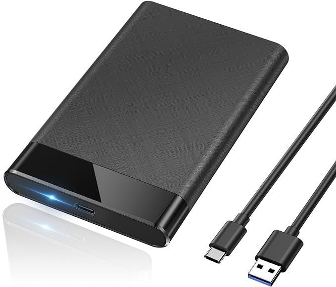 2.5'' Rake External Hard Drive Enclosure, 6Gbps USB Tybe C 3.1 Gen 2 to SATA III Tool-Free External Hard Drive Case for 7mm/9.5mm 2.5 inch SSD HDD GRAND