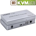 200M HDMI KVM IP Extender, Over IP RJ45 Ethernet CAT6 6A Transmitter Receiver 1 TX to 20 RX and Cascade Connection USB Keyboard Mouse Over UTP/STP H.264 (TX+RX)