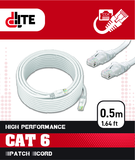 DC6UTP-05 Cat6 UTP CCA PVC patch cord 0.5m