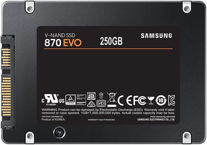 SAMSUNG MZ-77E500BW 870 Evo 560MB-530MB/s Sata3 2.5" SSD - 250GB, Black